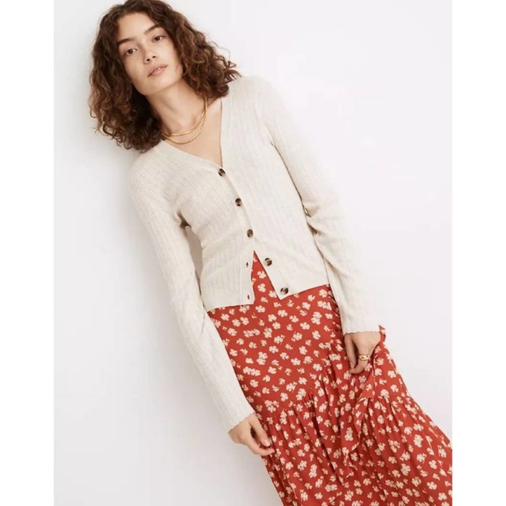 Madewell Pointelle Ribbed Cardigan Sweater
